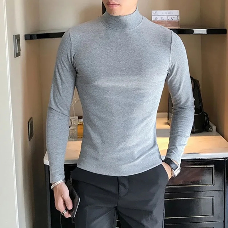 T Shirt Tight Fit - 2025 Sonbahar Kış Erkek Yüksek Yaka
