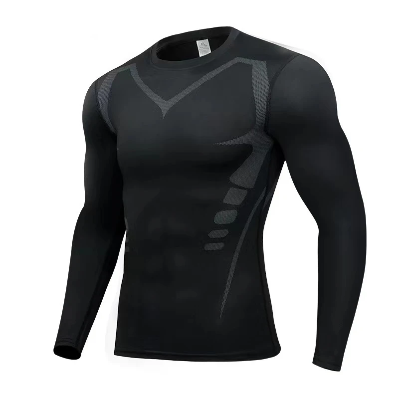 T Shirt Tight Fit - Erkek uzun kollu spor tişörtü, vücuda